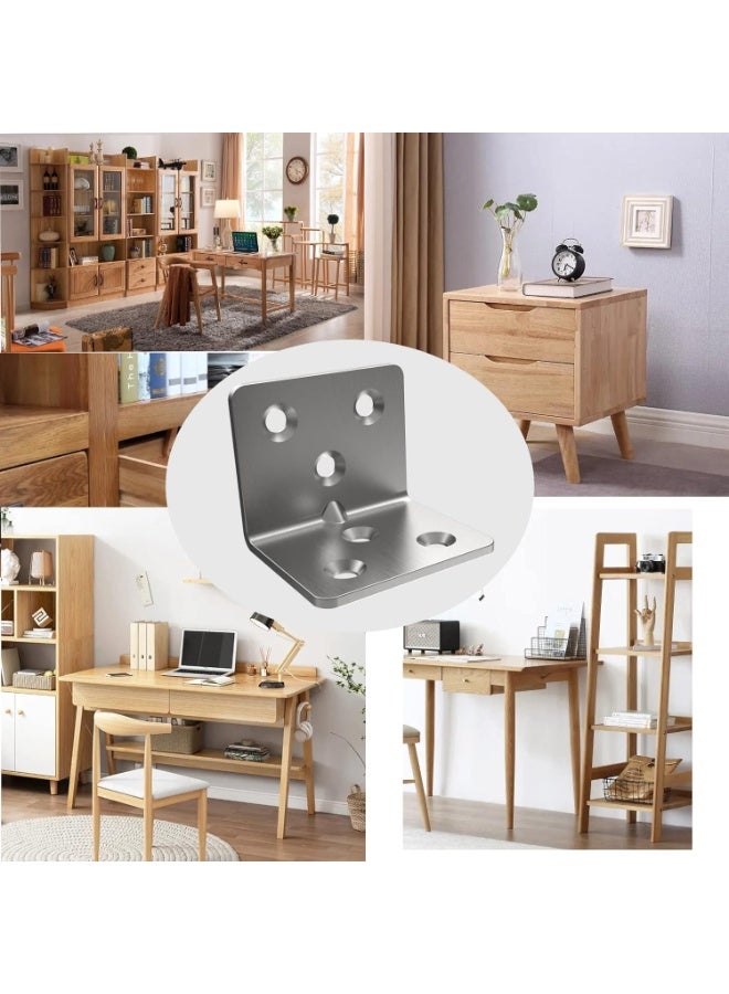 jaexest طقم 20 قطعة كتيفة زاوية من الفولاذ المقاوم للصدأ ثقيلة التحمل، دعامة زاوية قائمة بشكل L لرفوف الخشب والأثاث، مقاس 1.5x1.2x1.2 بوصة، دعامة زاوية معدنية صغيرة لمشاريع DIY المنزلية - Image 5